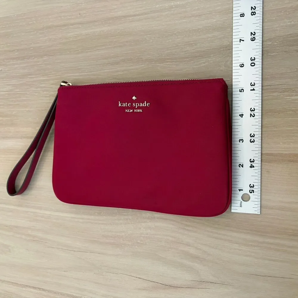 Kate Spade Chelsea The little Better Nylon Medium Wristlet Pouch Cranberry Red